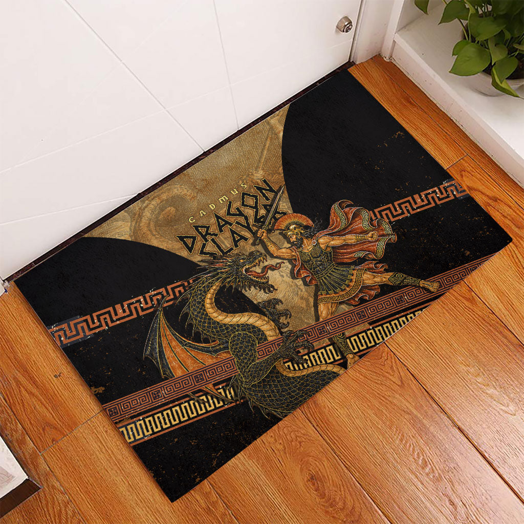 Cadmus Dragon Slayer Rubber Doormat Mythological Beast Battle Vintage Greek
