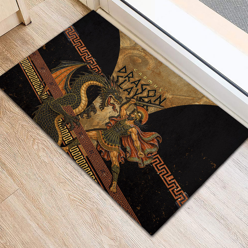 Cadmus Dragon Slayer Rubber Doormat Mythological Beast Battle Vintage Greek