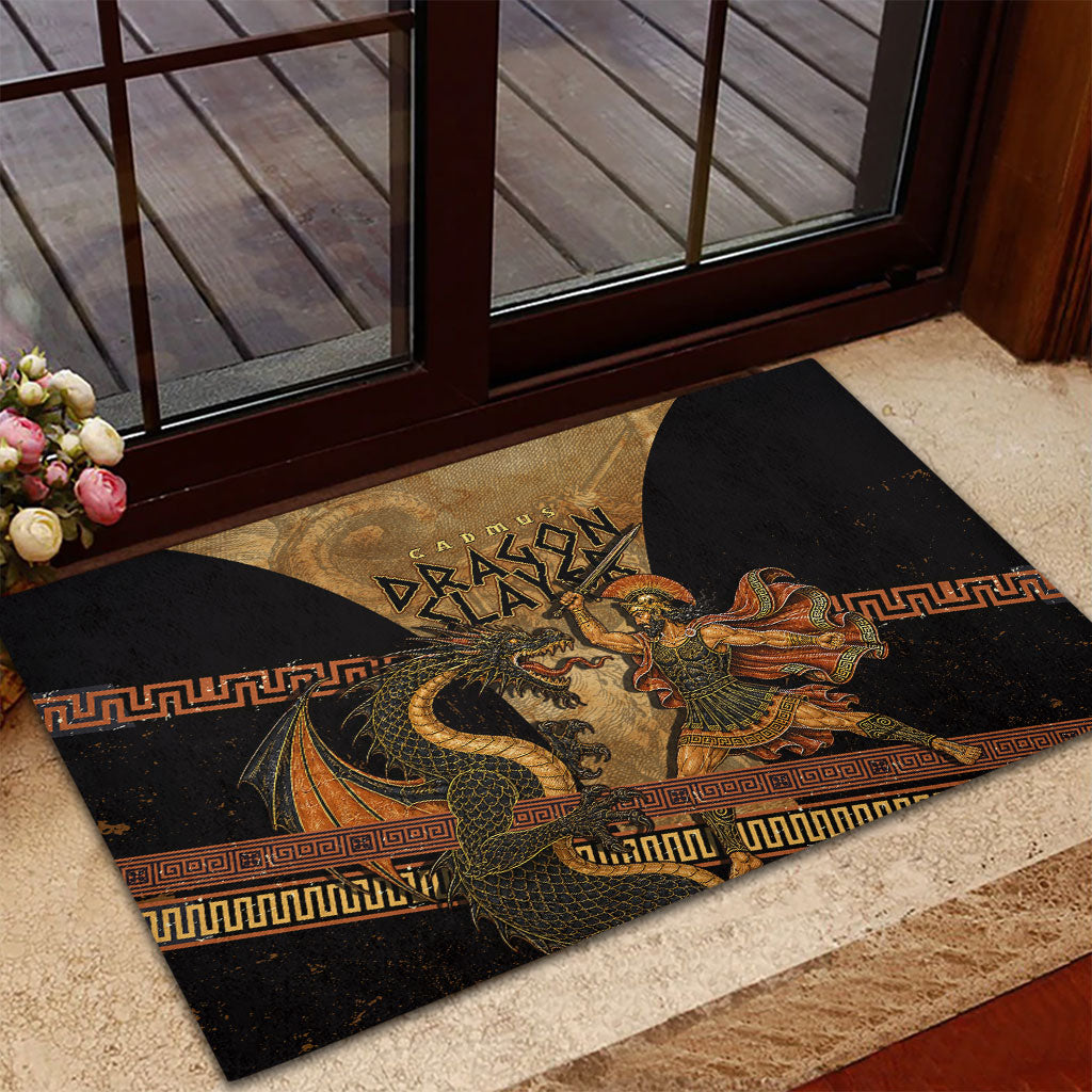 Cadmus Dragon Slayer Rubber Doormat Mythological Beast Battle Vintage Greek