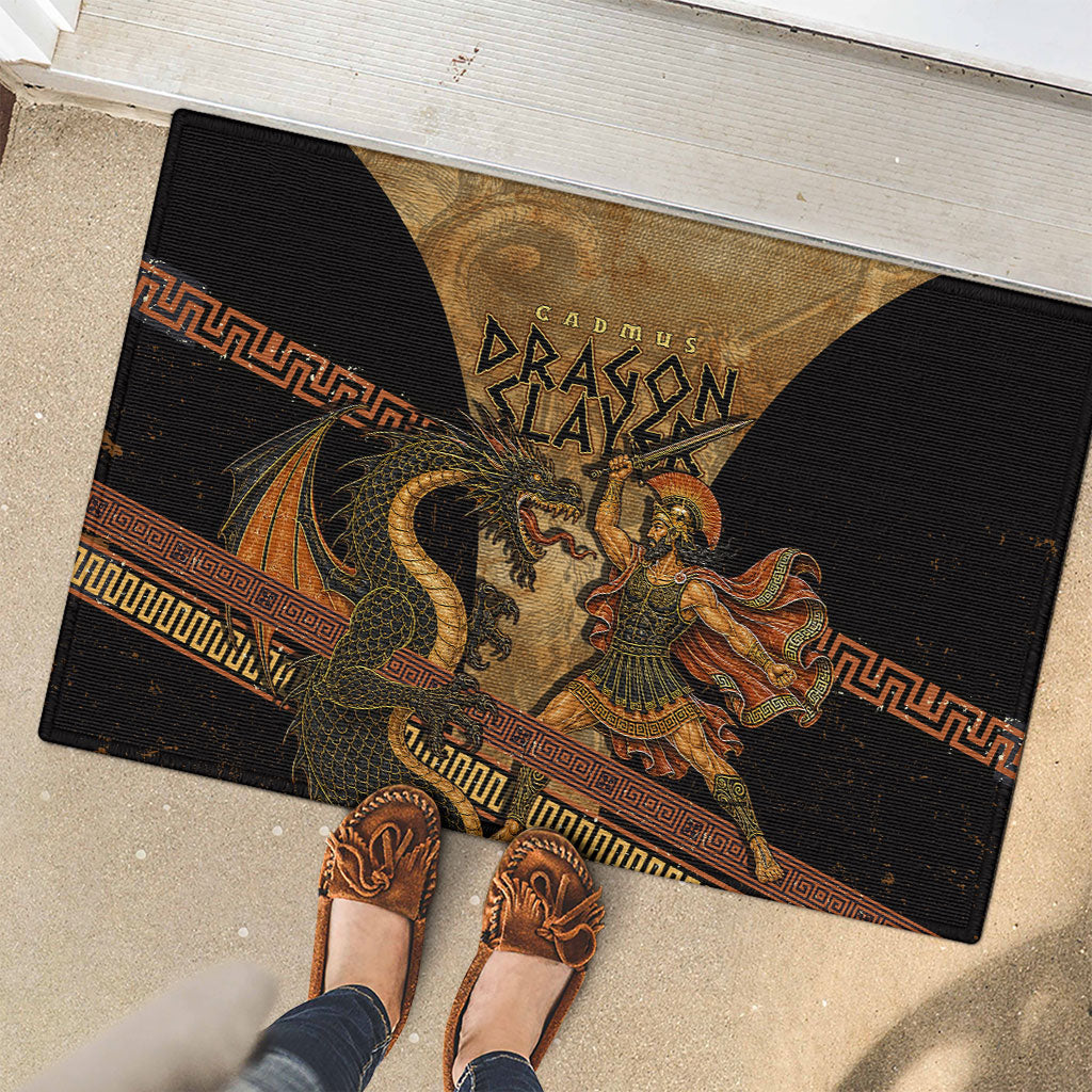 Cadmus Dragon Slayer Rubber Doormat Mythological Beast Battle Vintage Greek