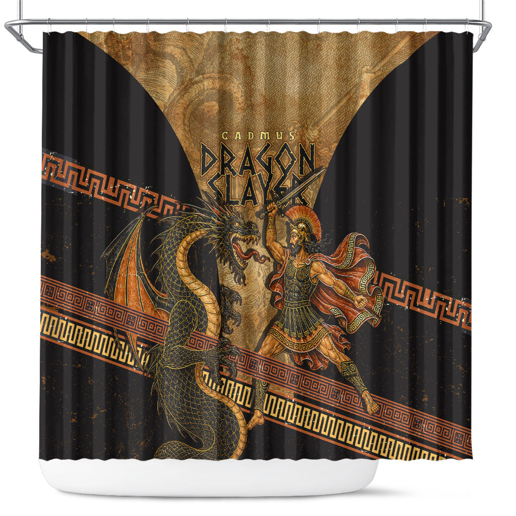 Cadmus Dragon Slayer Shower Curtain Mythological Beast Battle Vintage Greek