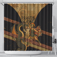 Cadmus Dragon Slayer Shower Curtain Mythological Beast Battle Vintage Greek