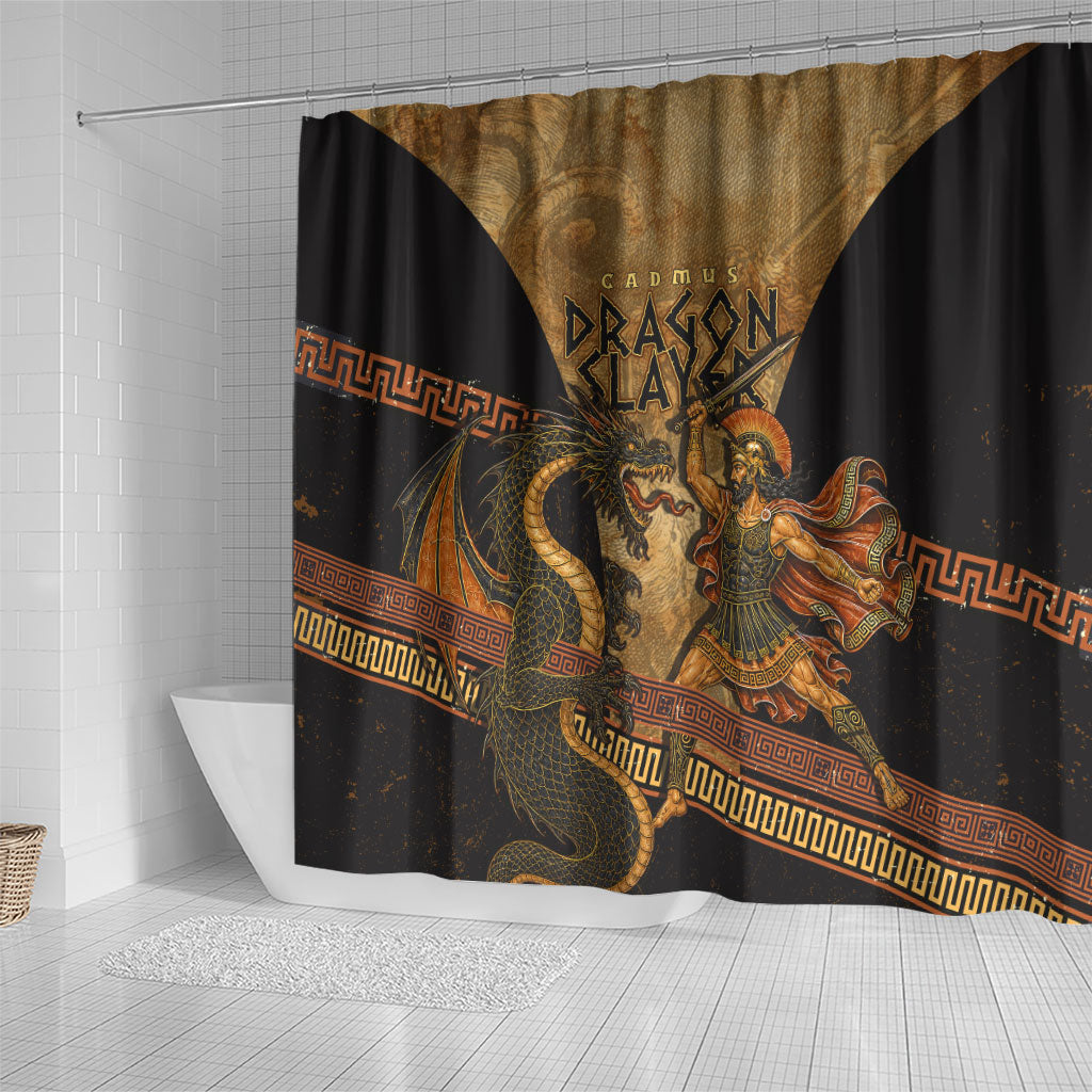 Cadmus Dragon Slayer Shower Curtain Mythological Beast Battle Vintage Greek
