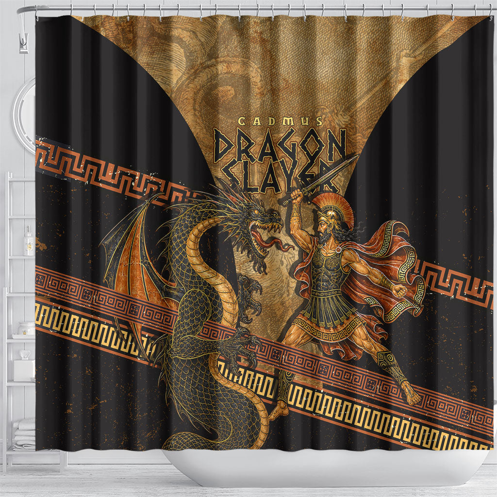 Cadmus Dragon Slayer Shower Curtain Mythological Beast Battle Vintage Greek