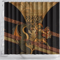 Cadmus Dragon Slayer Shower Curtain Mythological Beast Battle Vintage Greek