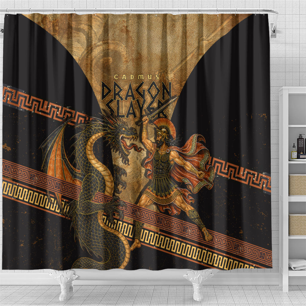 Cadmus Dragon Slayer Shower Curtain Mythological Beast Battle Vintage Greek