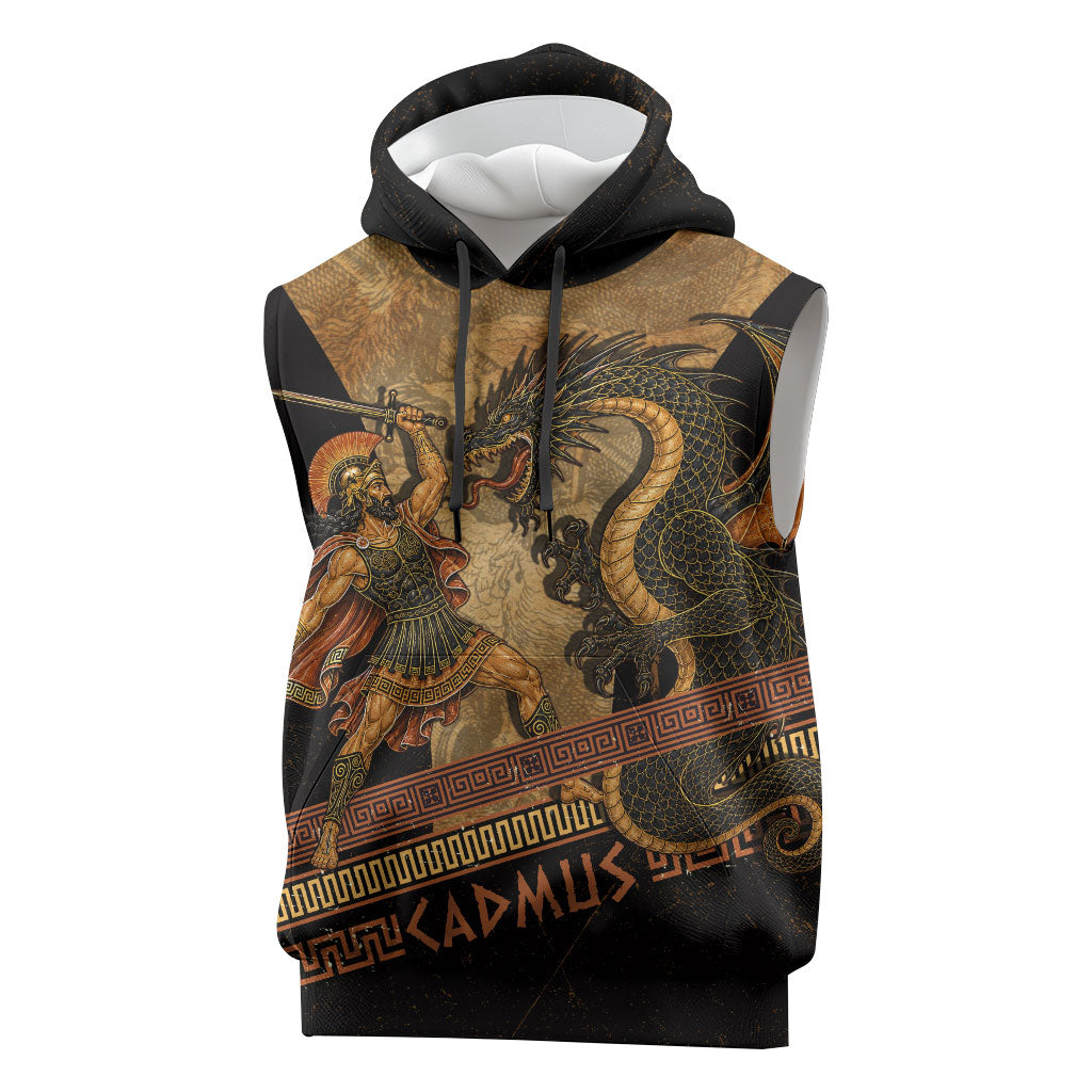 Cadmus Dragon Slayer Sleeveless Hoodie Mythological Beast Battle Vintage Greek