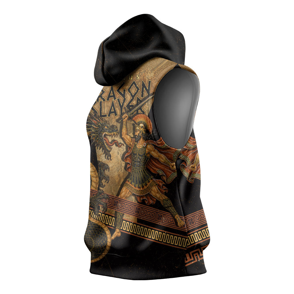 Cadmus Dragon Slayer Sleeveless Hoodie Mythological Beast Battle Vintage Greek
