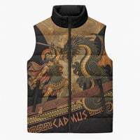 Cadmus Dragon Slayer Sleeveless Puffer Jacket Mythological Beast Battle Vintage Greek