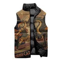 Cadmus Dragon Slayer Sleeveless Puffer Jacket Mythological Beast Battle Vintage Greek
