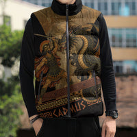 Cadmus Dragon Slayer Sleeveless Puffer Jacket Mythological Beast Battle Vintage Greek