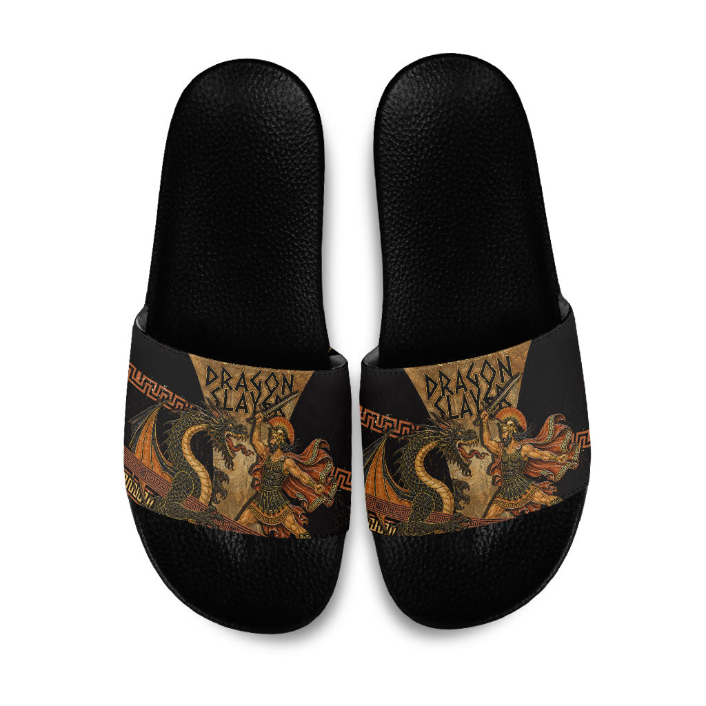 Cadmus Dragon Slayer Slide Sandals Mythological Beast Battle Vintage Greek