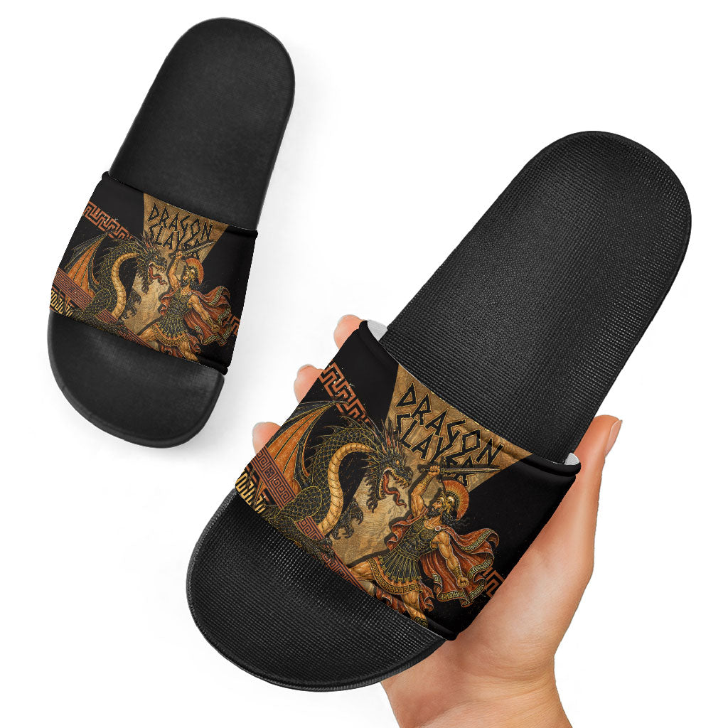 Cadmus Dragon Slayer Slide Sandals Mythological Beast Battle Vintage Greek