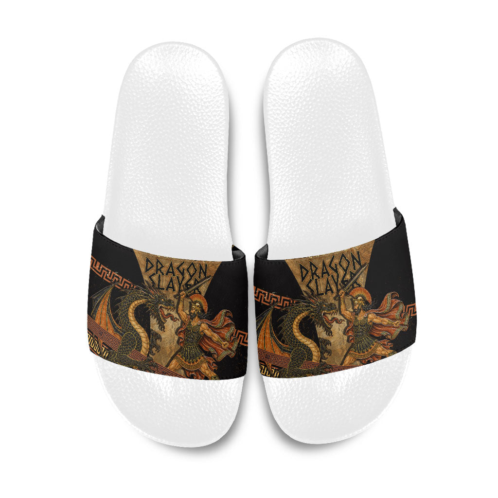 Cadmus Dragon Slayer Slide Sandals Mythological Beast Battle Vintage Greek