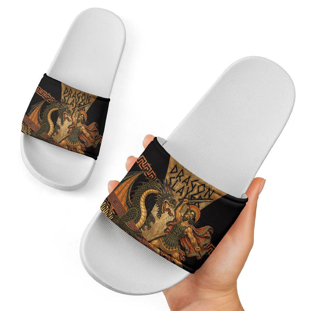 Cadmus Dragon Slayer Slide Sandals Mythological Beast Battle Vintage Greek