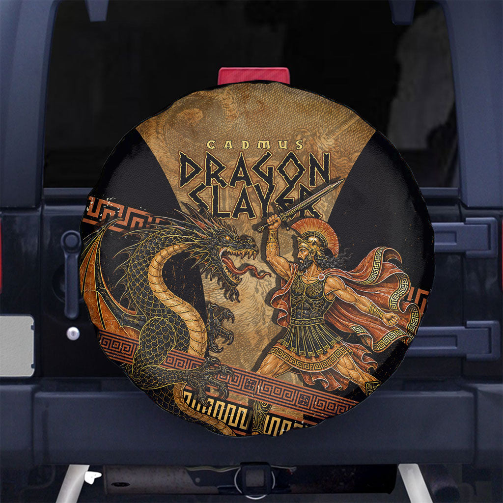 Cadmus Dragon Slayer Spare Tire Cover Mythological Beast Battle Vintage Greek