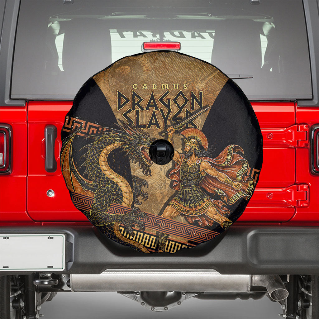 Cadmus Dragon Slayer Spare Tire Cover Mythological Beast Battle Vintage Greek