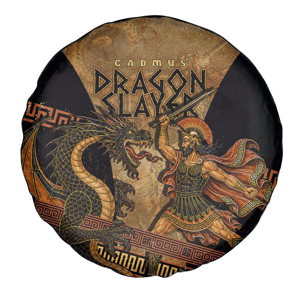 Cadmus Dragon Slayer Spare Tire Cover Mythological Beast Battle Vintage Greek