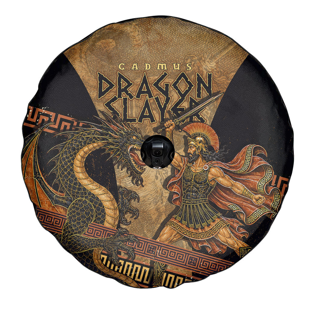 Cadmus Dragon Slayer Spare Tire Cover Mythological Beast Battle Vintage Greek