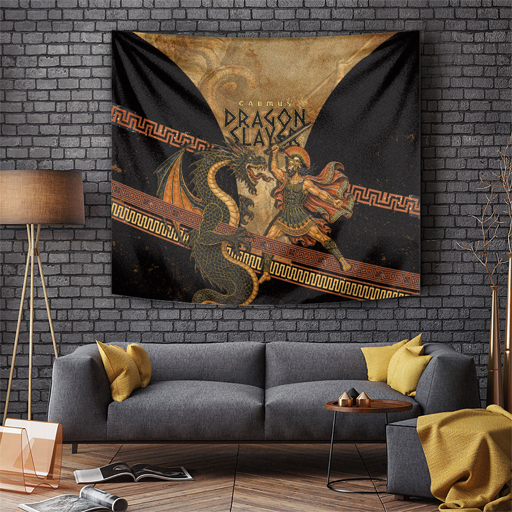 Cadmus Dragon Slayer Tapestry Mythological Beast Battle Vintage Greek