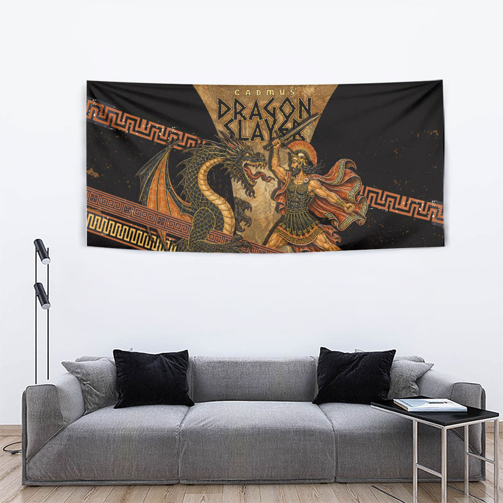 Cadmus Dragon Slayer Tapestry Mythological Beast Battle Vintage Greek
