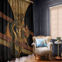 Cadmus Dragon Slayer Window Curtain Mythological Beast Battle Vintage Greek