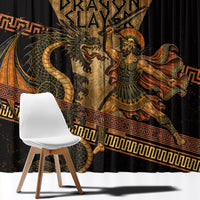 Cadmus Dragon Slayer Window Curtain Mythological Beast Battle Vintage Greek