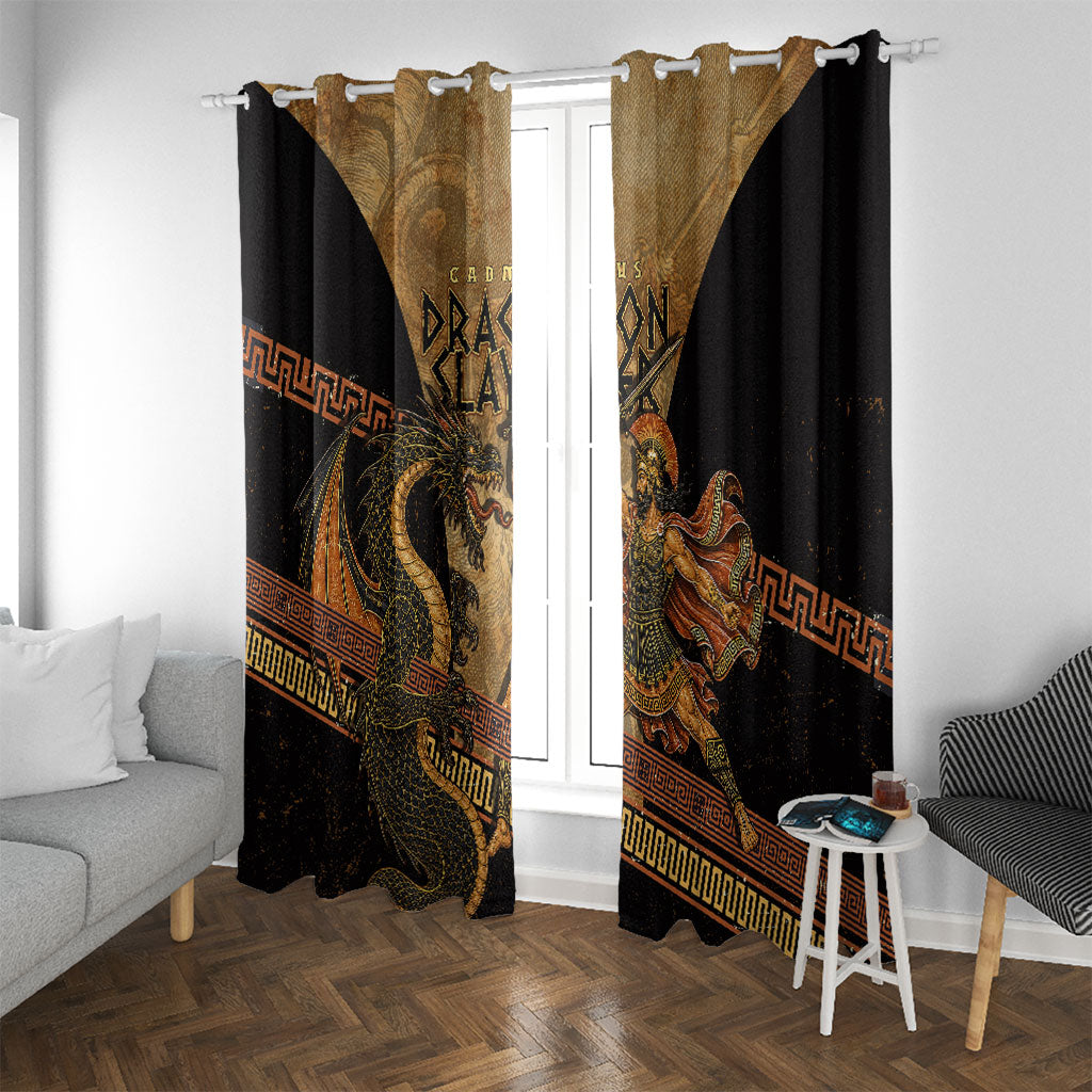 Cadmus Dragon Slayer Window Curtain Mythological Beast Battle Vintage Greek