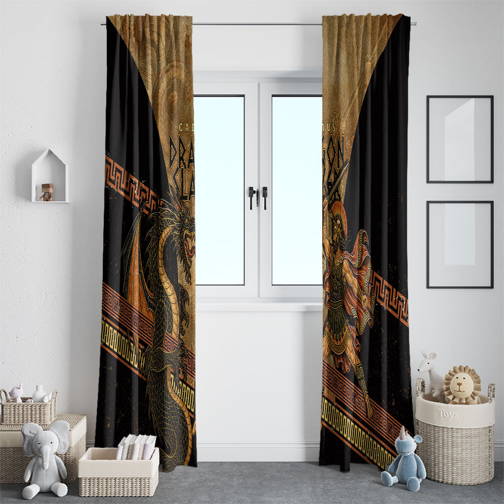 Cadmus Dragon Slayer Window Curtain Mythological Beast Battle Vintage Greek