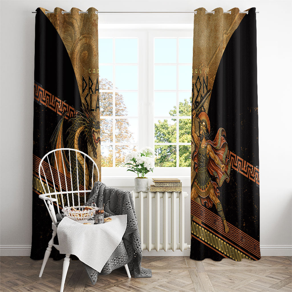 Cadmus Dragon Slayer Window Curtain Mythological Beast Battle Vintage Greek