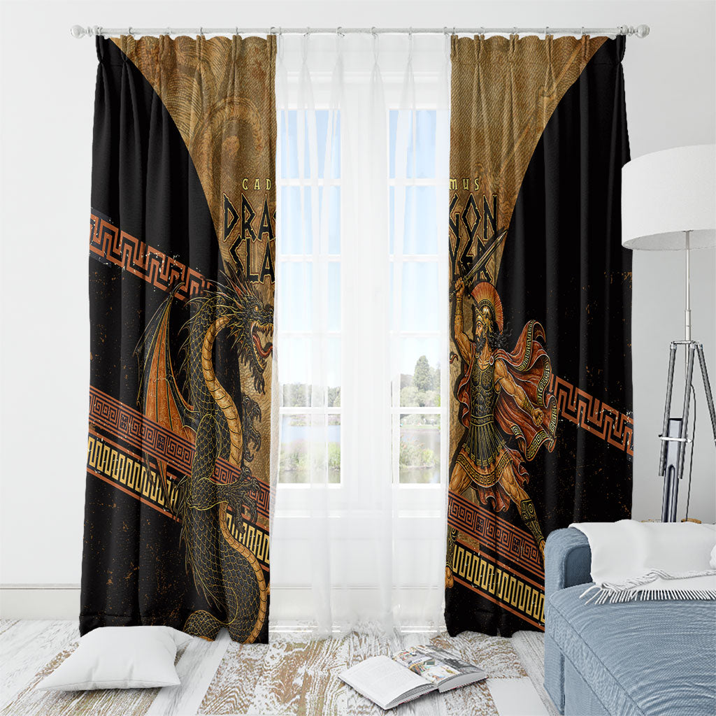 Cadmus Dragon Slayer Window Curtain Mythological Beast Battle Vintage Greek