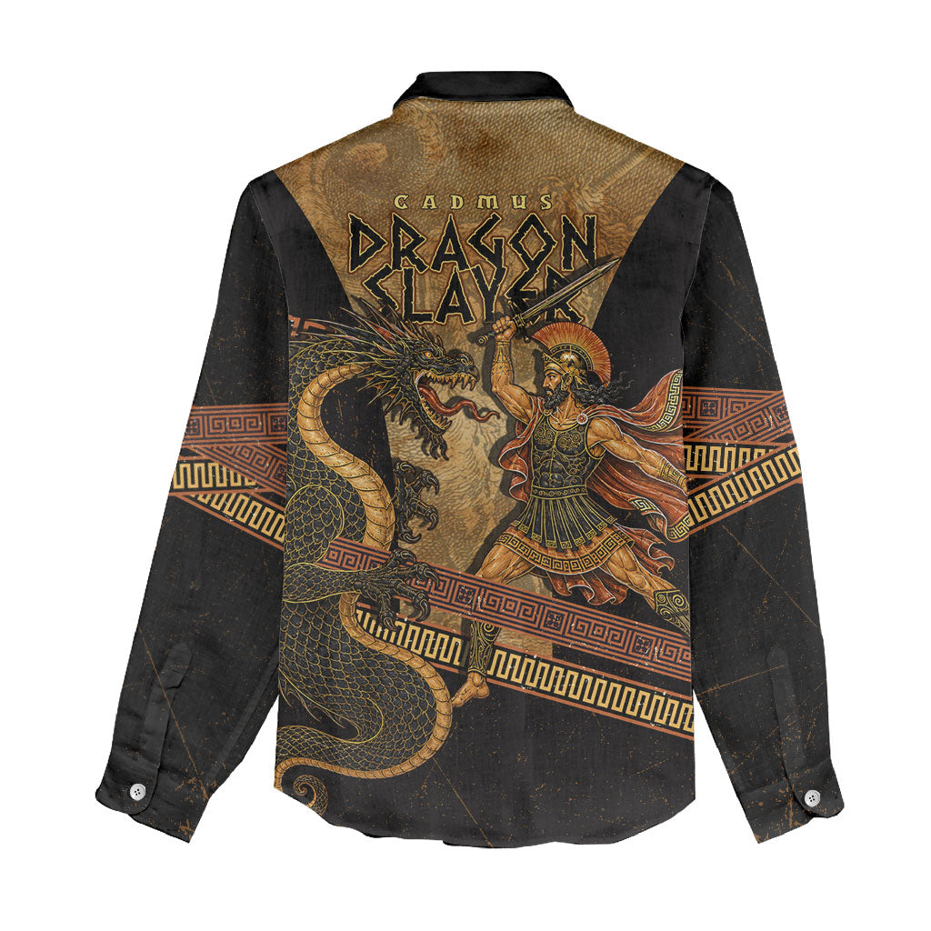 Cadmus Dragon Slayer Women Casual Shirt Mythological Beast Battle Vintage Greek