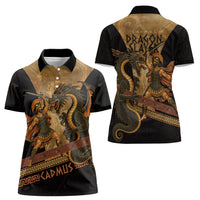 Cadmus Dragon Slayer Women Polo Shirt Mythological Beast Battle Vintage Greek