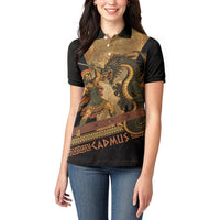 Cadmus Dragon Slayer Women Polo Shirt Mythological Beast Battle Vintage Greek