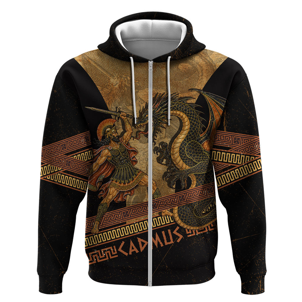 Cadmus Dragon Slayer Zip Hoodie Mythological Beast Battle Vintage Greek
