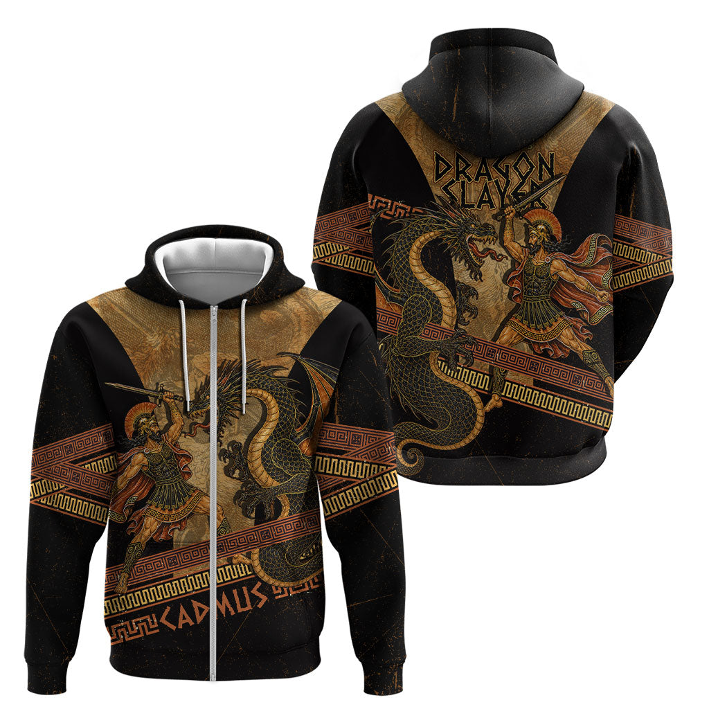 Cadmus Dragon Slayer Zip Hoodie Mythological Beast Battle Vintage Greek