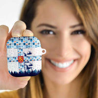 Finland Christmas AirPods Case with Reindeer Forest Crest and Nordic Pattern Design - Wonder Print Shop