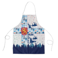 Finland Christmas Apron with Reindeer Forest Crest and Nordic Pattern Design - Wonder Print Shop