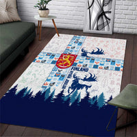 Finland Christmas Area Rug with Reindeer Forest Crest and Nordic Pattern Design - Wonder Print Shop