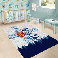 Finland Christmas Area Rug with Reindeer Forest Crest and Nordic Pattern Design - Wonder Print Shop