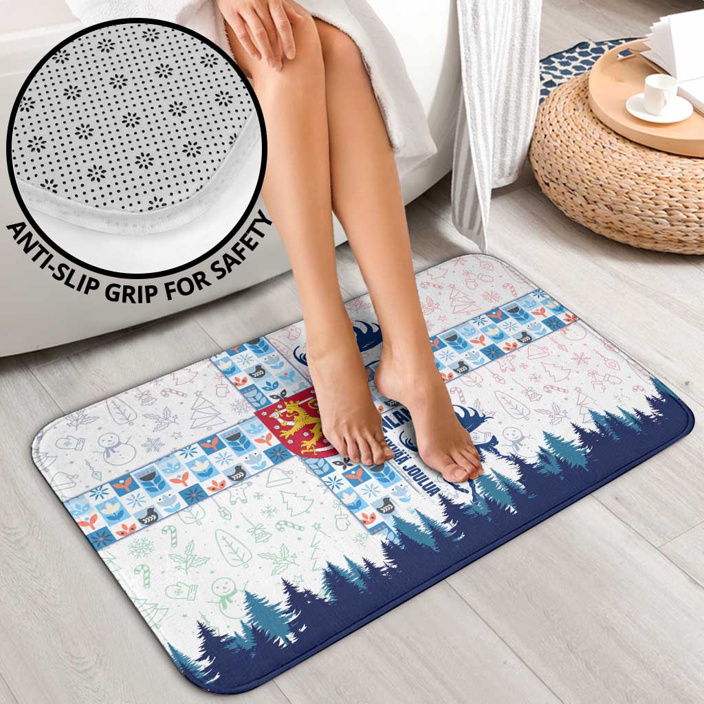 Finland Christmas Bathroom Set with Reindeer Forest Crest and Nordic Pattern Design - Wonder Print Shop