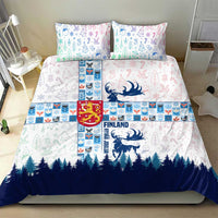 Finland Christmas Bedding Set with Reindeer Forest Crest and Nordic Pattern Design - Wonder Print Shop