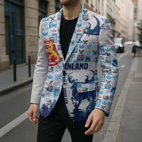 Finland Christmas Blazer with Reindeer Forest Crest and Nordic Pattern Design - Wonder Print Shop