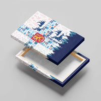 Finland Christmas Canvas Wall Art with Reindeer Forest Crest and Nordic Pattern Design - Wonder Print Shop