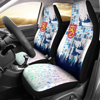 Finland Christmas Car Seat Cover with Reindeer Forest Crest and Nordic Pattern Design - Wonder Print Shop