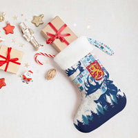 Finland Christmas Stocking with Reindeer Forest Crest and Nordic Pattern Design - Wonder Print Shop