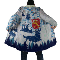 Finland Christmas Cloak with Reindeer Forest Crest and Nordic Pattern Design - Wonder Print Shop