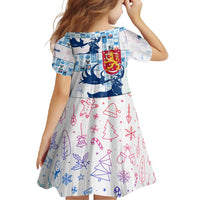 Finland Christmas Family Matching Mermaid Dress and Hawaiian Shirt with Reindeer Forest Crest and Nordic Pattern Design - Wonder Print Shop