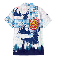 Finland Christmas Family Matching Mermaid Dress and Hawaiian Shirt with Reindeer Forest Crest and Nordic Pattern Design - Wonder Print Shop