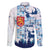 Finland Christmas Family Matching Off The Shoulder Long Sleeve Dress and Hawaiian Shirt with Reindeer Forest Crest and Nordic Pattern Design - Wonder Print Shop